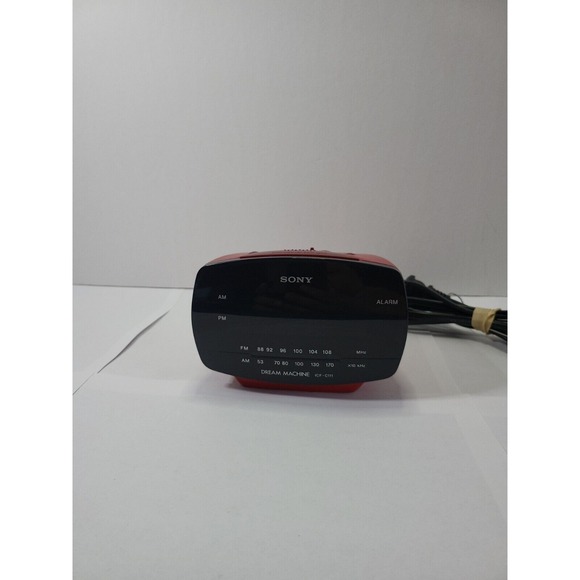 Sony Other - SONY‎ Dream Machine ICF-C111 AM/FM Alarm Clock Radio Red Silver Vintage